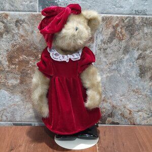 Hallmark Tan Christmas Teddy Bear Red Velvet Dress Bow Black Shoes Weighted Heav